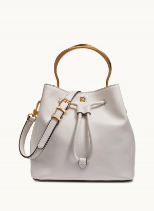 Donna Karan Lawrence Bucket Satchel Taske Hvide | Danmark_DK58089